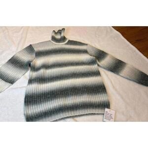 Topman Men's Medium Turtleneck Sweater Gray White Gradient